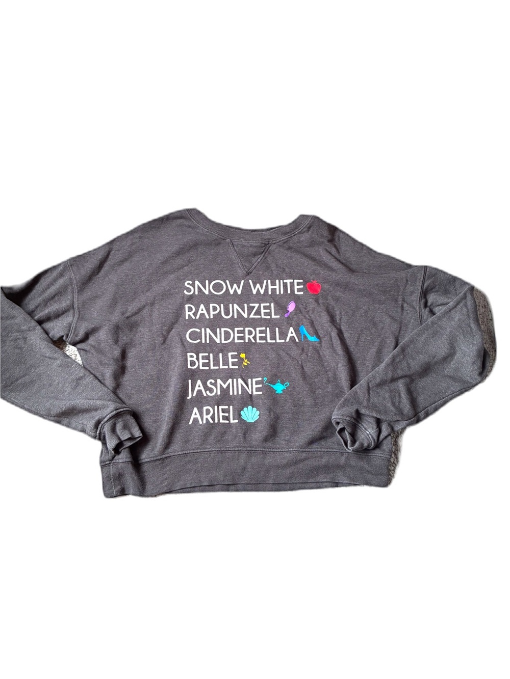 Juniors Gray Princess Names Graphic Sweatshirt